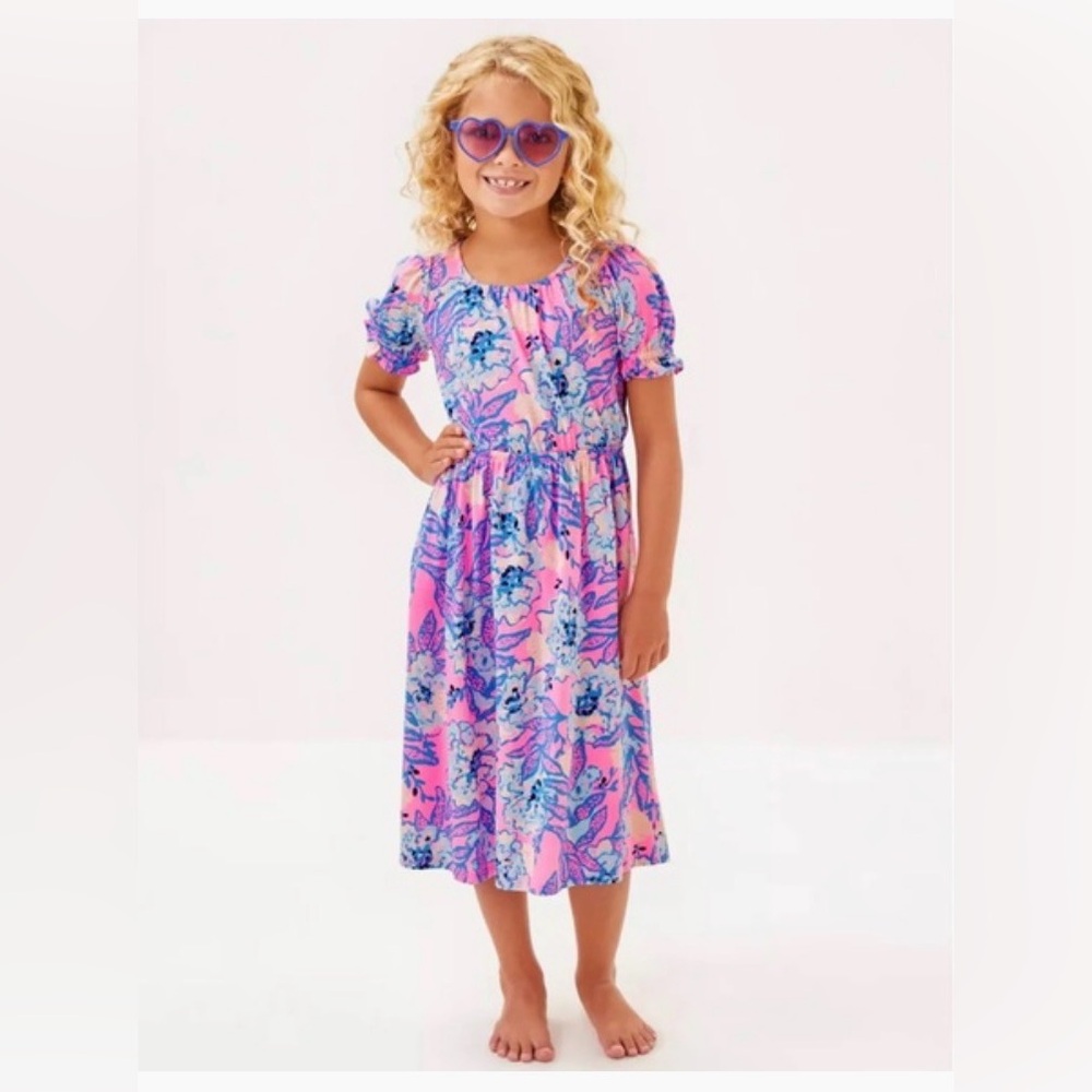 NWT Girls Lilly Pulitzer Totally Koalafied Pink & Blue Floral Dress
